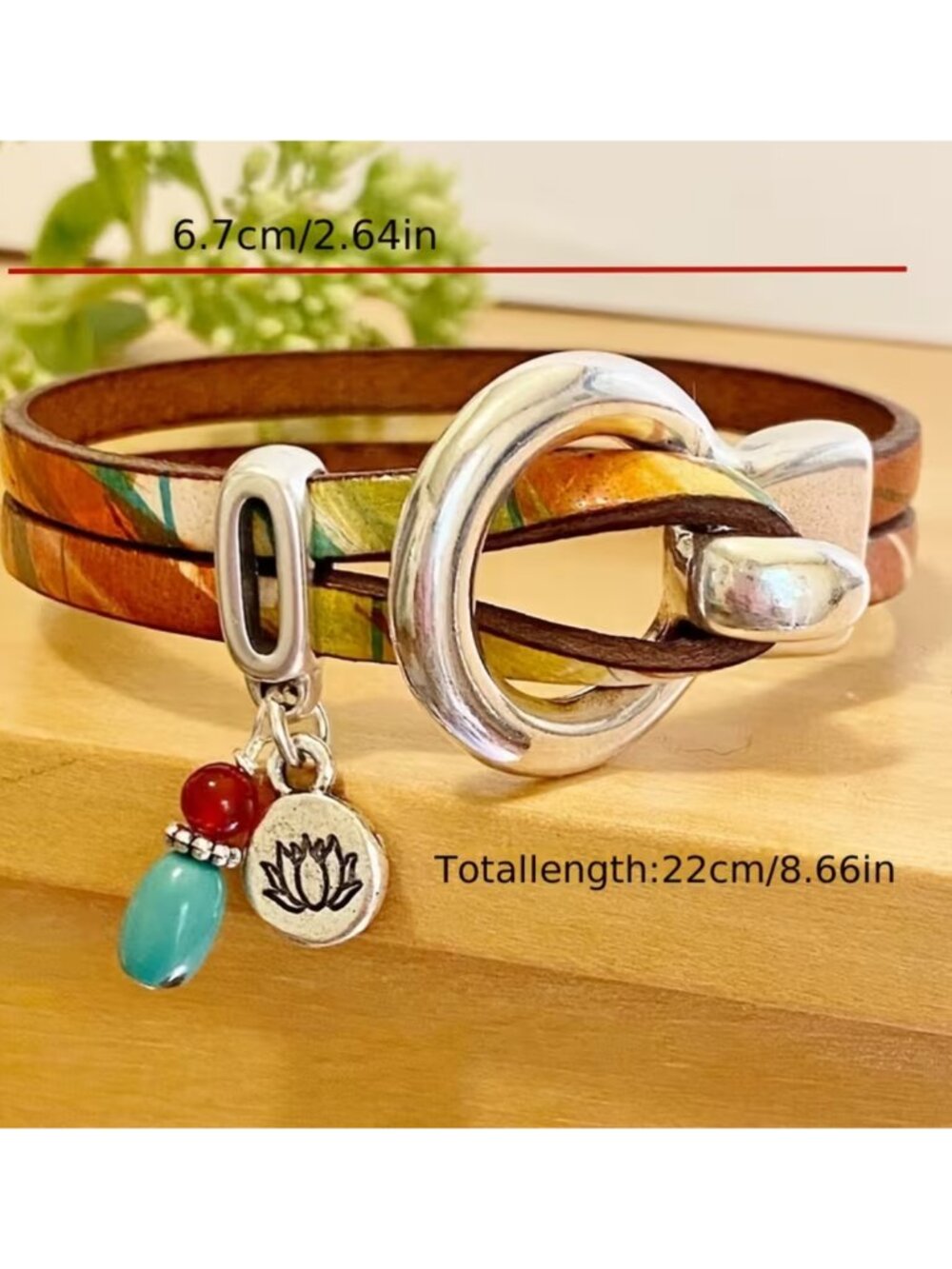 Boho Faux Leather Rope Bracelet Vintage Bohemian Ring Buckle Wrap Multilayer